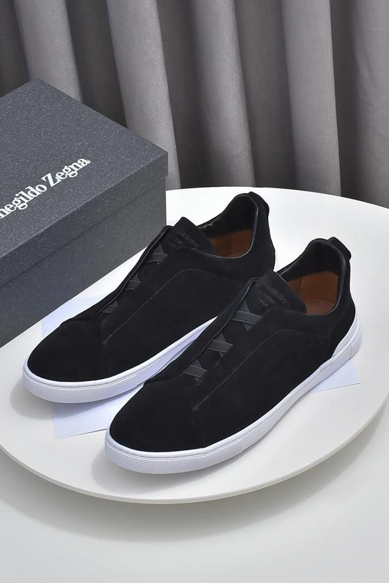 Zegna Замшевые кроссовки Triple Stitch low-top - Black