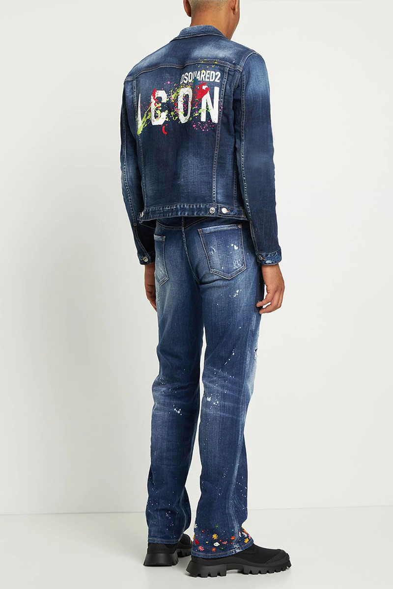 Dsquared2 Синяя джинсовая куртка Icon Splatter logo-print