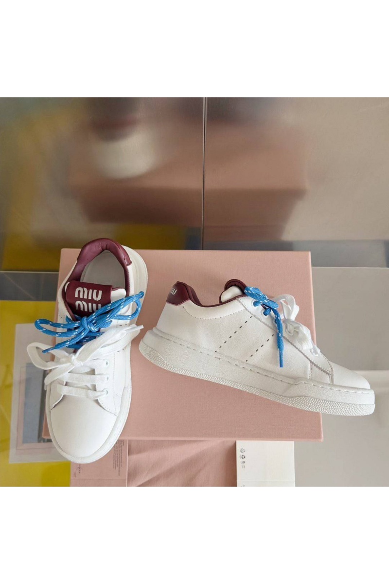MIU MIU Женские кроссовки   Premium - White / Red