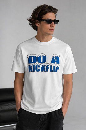 Белая оверсайз футболка Do A Kickflip
