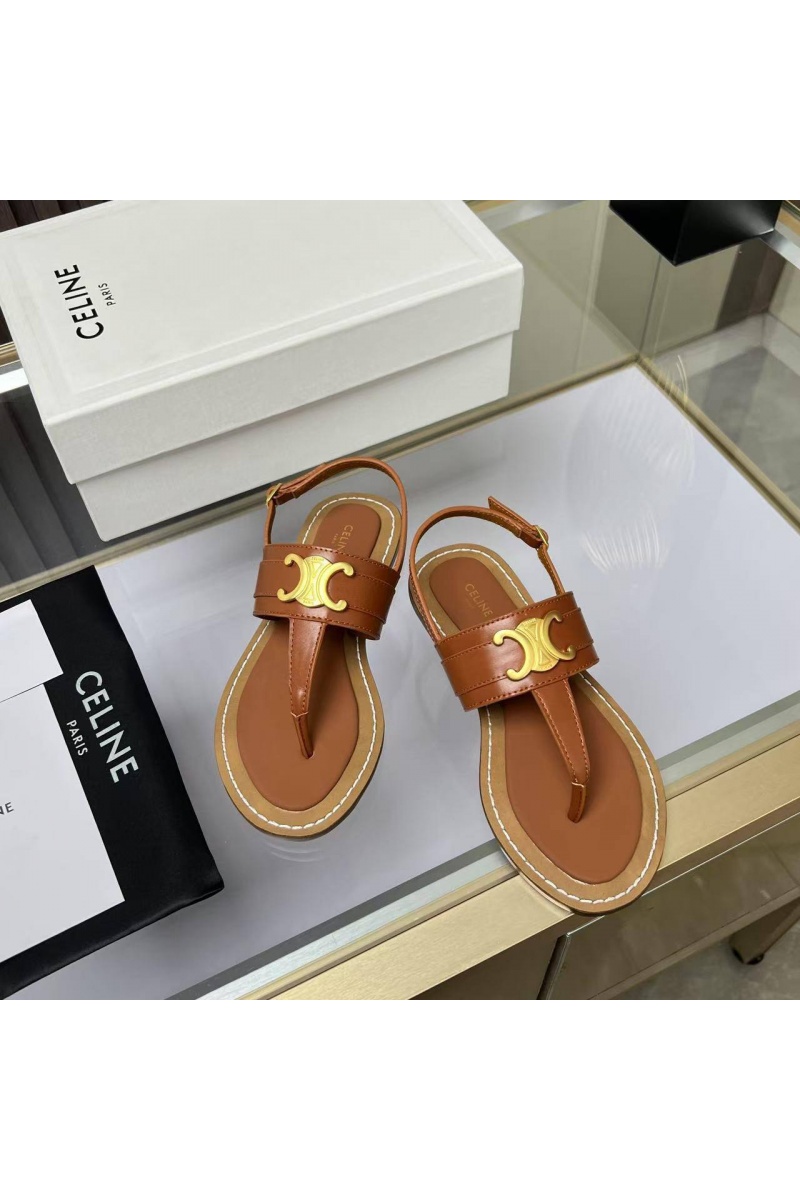 Celine Женские кожаные сандалии Premium - Brown