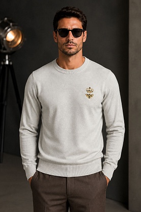 Серый джемпер bee crown embroidered