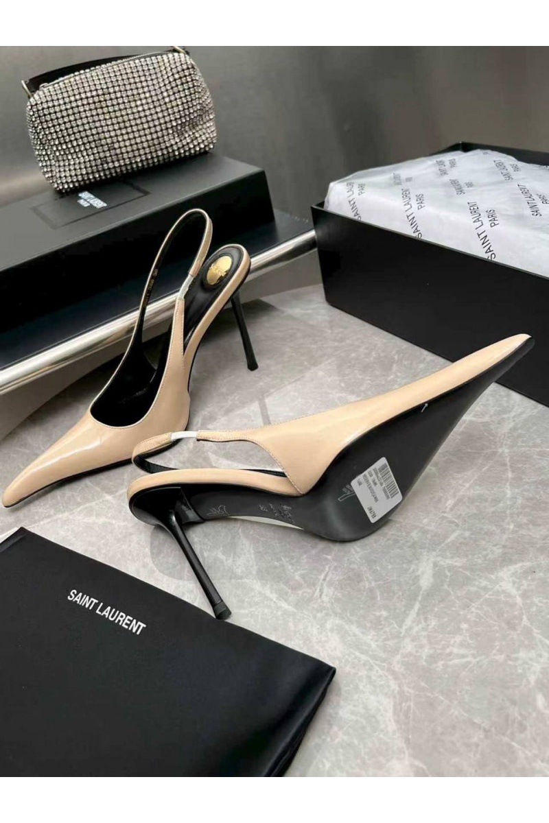 Yves Saint Laurent Женские кожаные туфли на каблуке premium