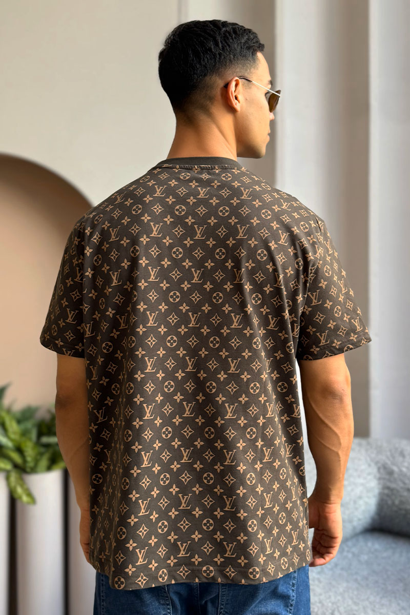 Lоuis Vuittоn Коричневая оверсайз футболка Monogram All-over Bear