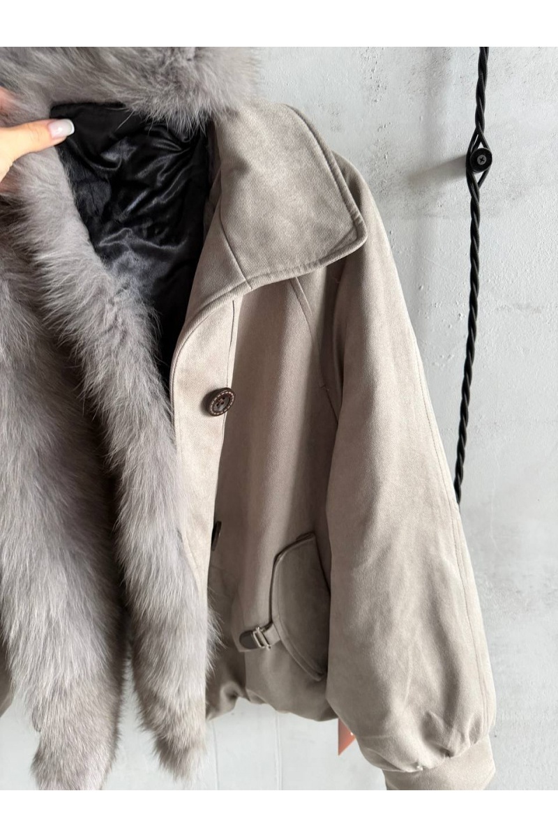 Loro Piana Женский бомбер с натуральным мехом premium