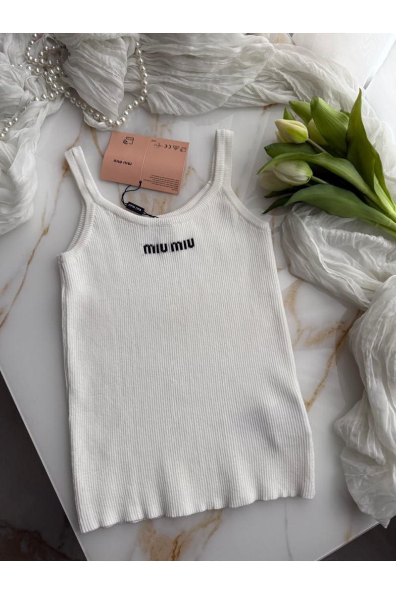 MIU MIU Белый женский топ 
