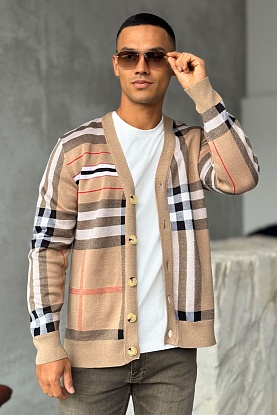 Мужской бежевый кардиган Vintage Check 