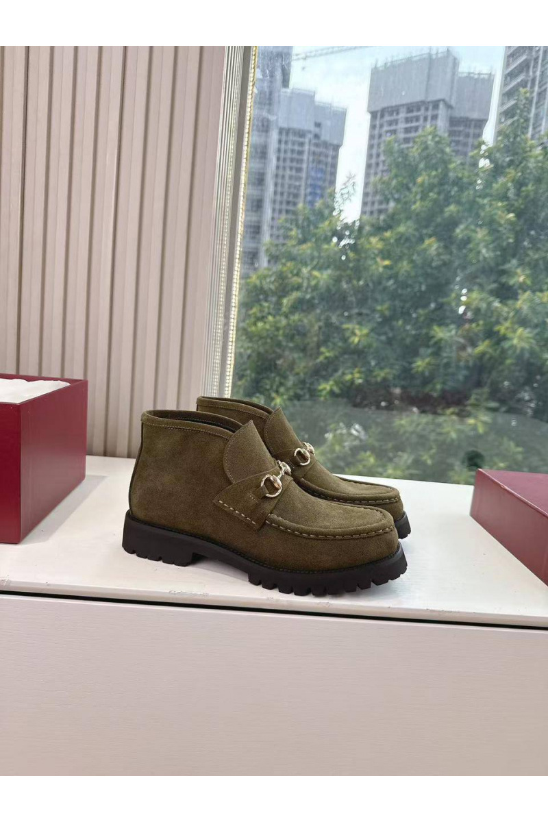 Gucci Женские замшевые лоферы premium - Khaki