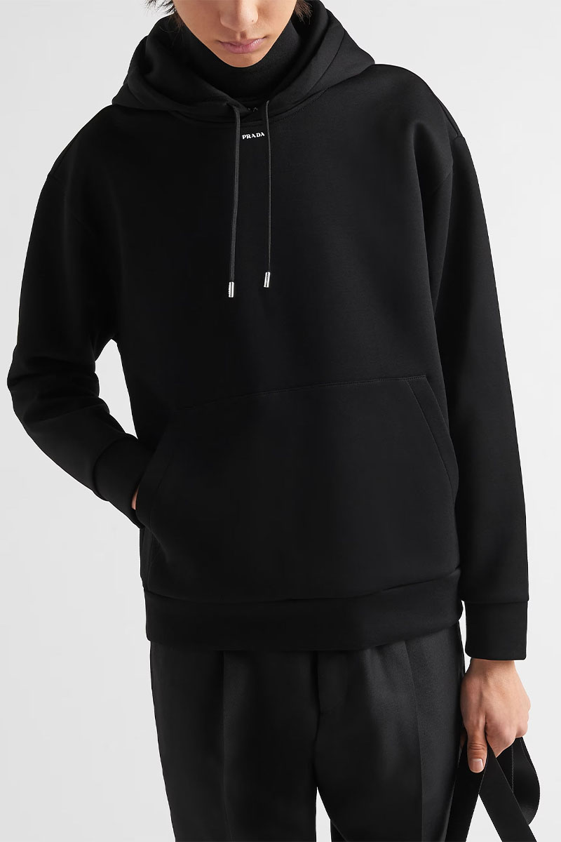 Prada Мужское чёрное худи technical cotton 