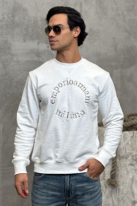 Белый свитшот logo embroidery 