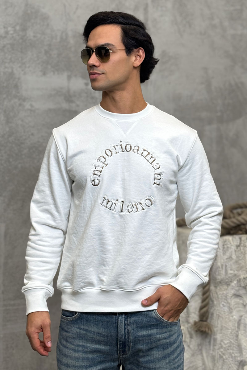 Emporio Armani EA7 Белый свитшот logo embroidery 
