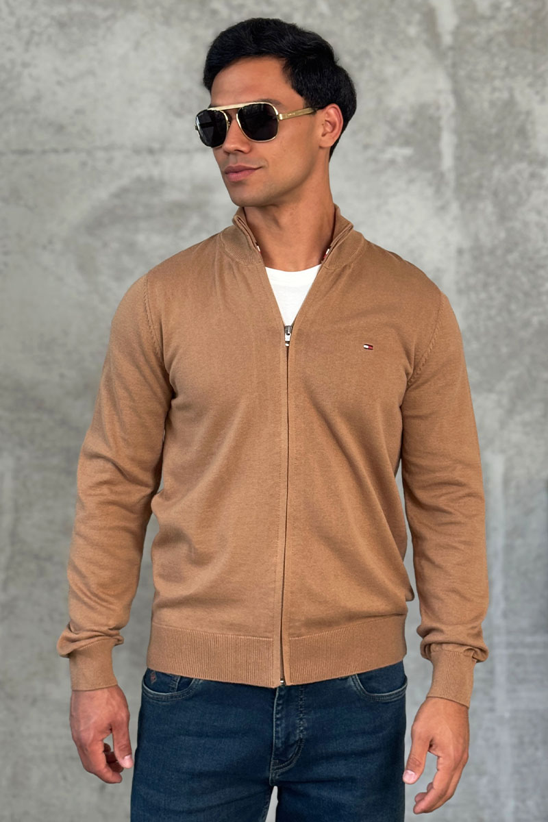 Tommy Hilfiger Кофта на молнии flag embroidery - Brown