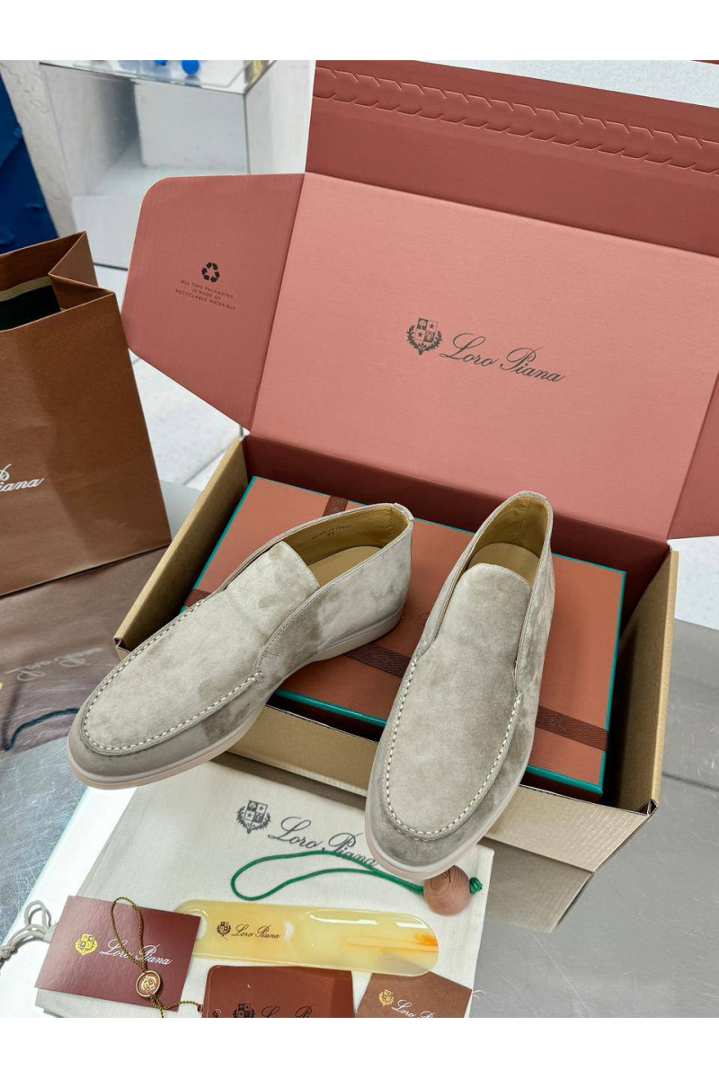 Loro Piana Женские замшевые лоферы premium - Light Grey