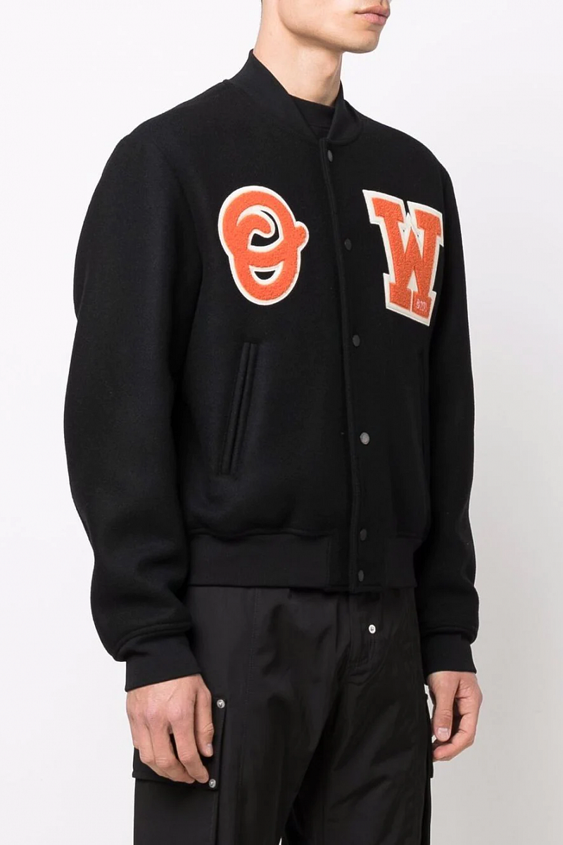 Off-White Мужской чёрный бомбер Varsity OW Patch