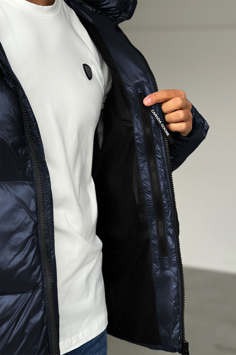Canada Goose Мужской тёмно-синий пуховик logo-patch 