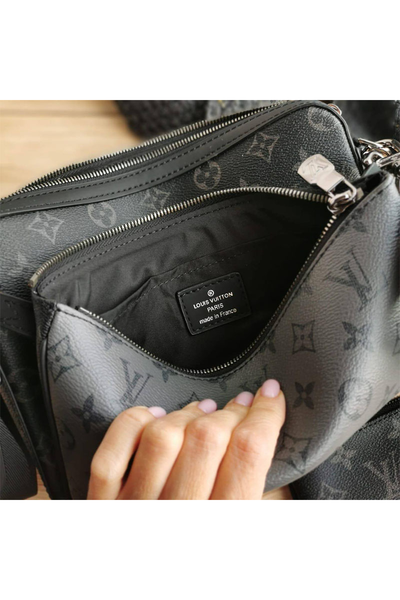 Lоuis Vuittоn Кожаная сумка Trio Messenger Monogram Eclipse 24x18 см