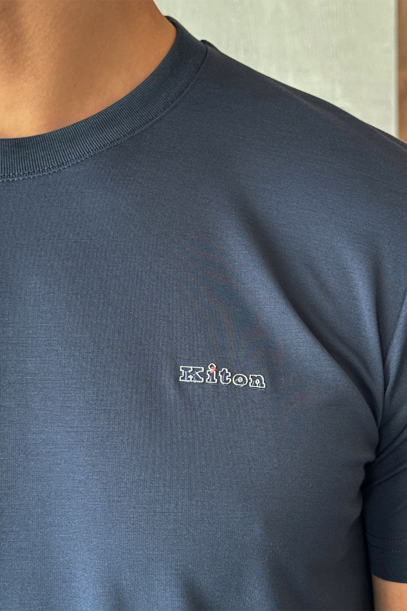 Kiton Мужская тёмно-синяя футболка 
