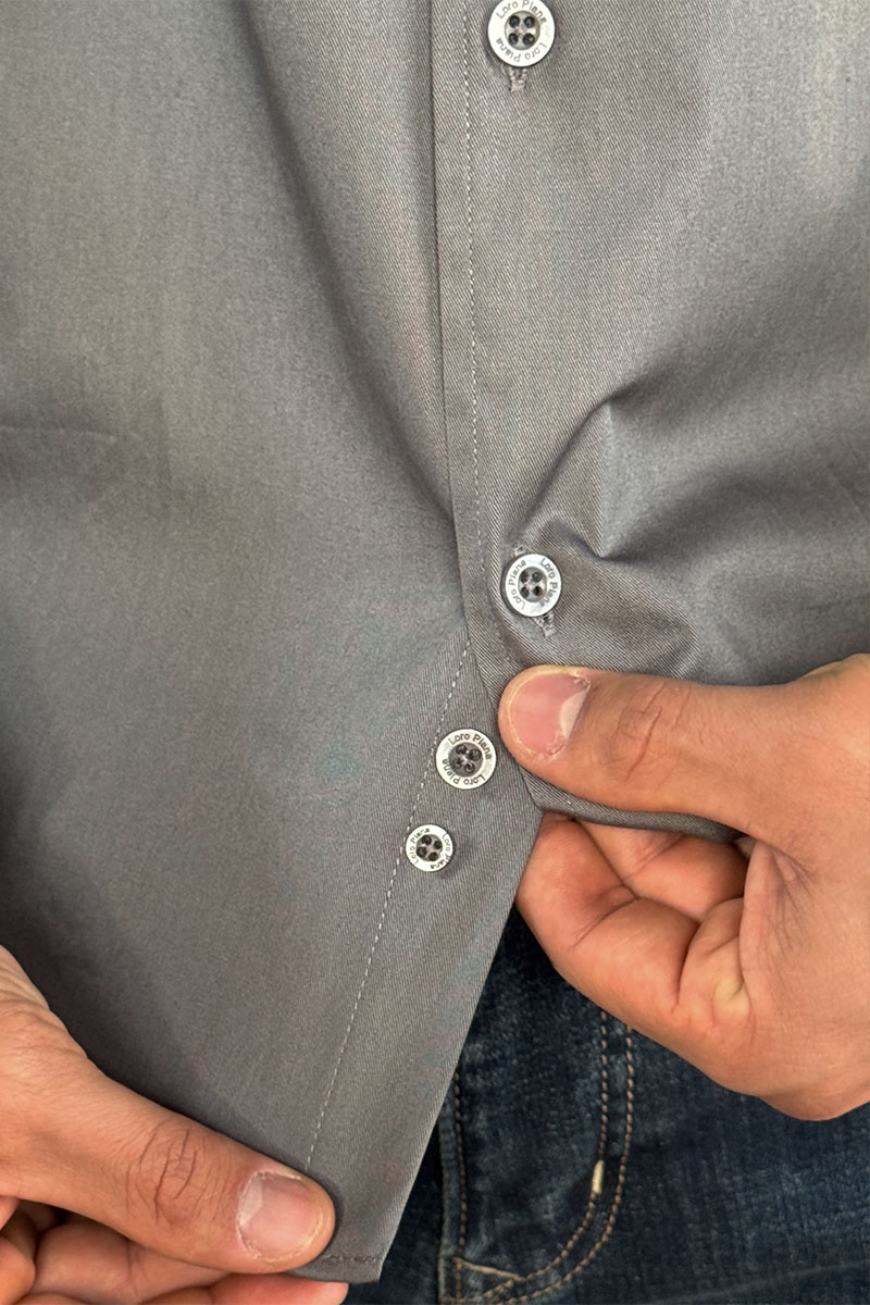 Loro Piana Мужская рубашка logo-embroidered - Grey