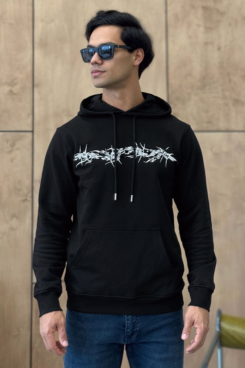 Givenchy Мужское чёрное худи Barbed Wire Flocked