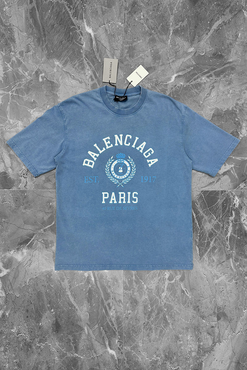 Balenciaga Синяя оверсайз футболка College est.1917