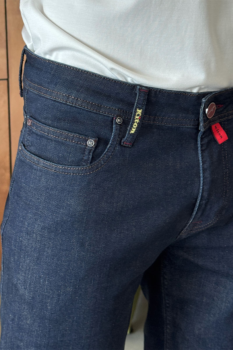 Kiton Мужские тёмно-синие джинсы 