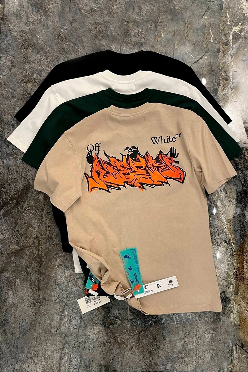 Off-White Бежевая оверсайз футболка logo-print