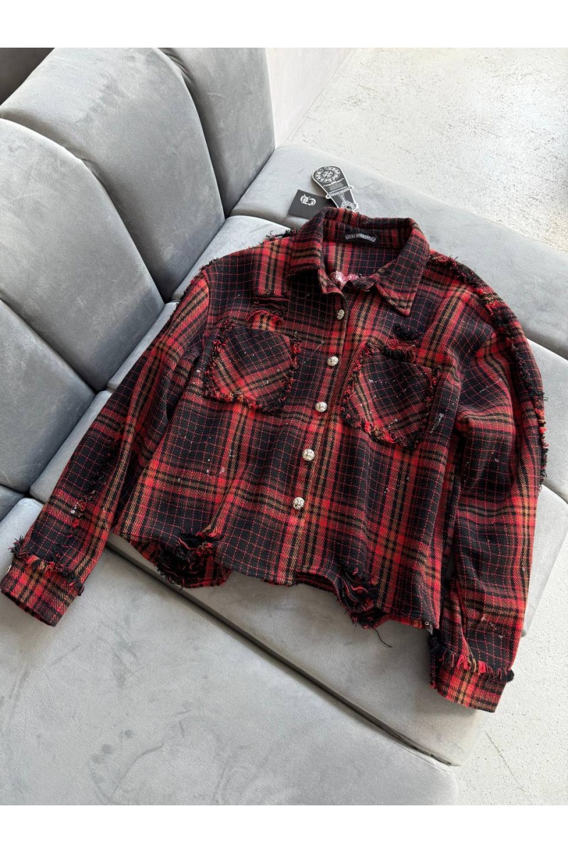 Chrome Hearts Женская рубашка в клетку Premium - Red / Black