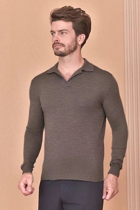 Поло с длинным рукавом Premium - Gray Coffee