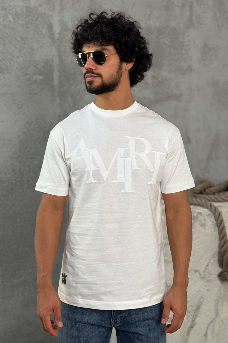 Amiri Футболка белого цвета staggered logo 