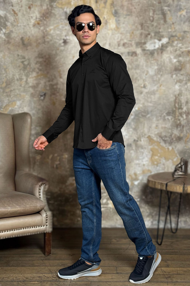 Loro Piana Мужская рубашка logo-embroidered - Black