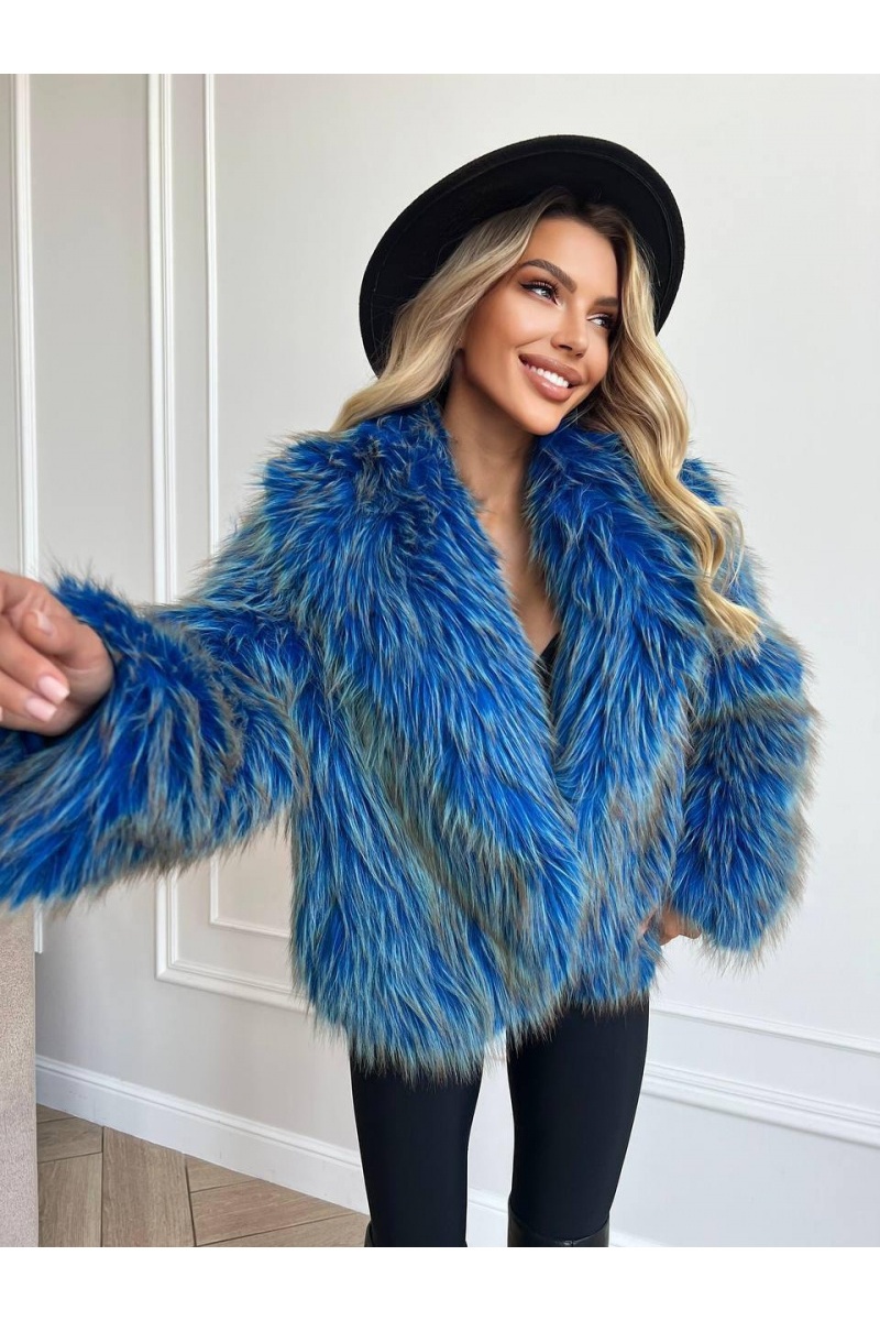 Designer Clothing Женская эко шуба синего цвета