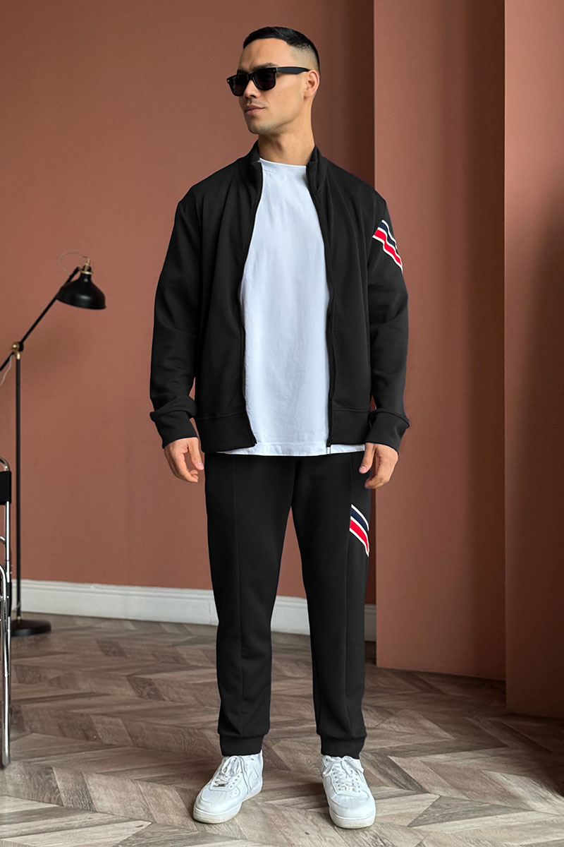 Moncler Спортивный костюм striped logo - Black