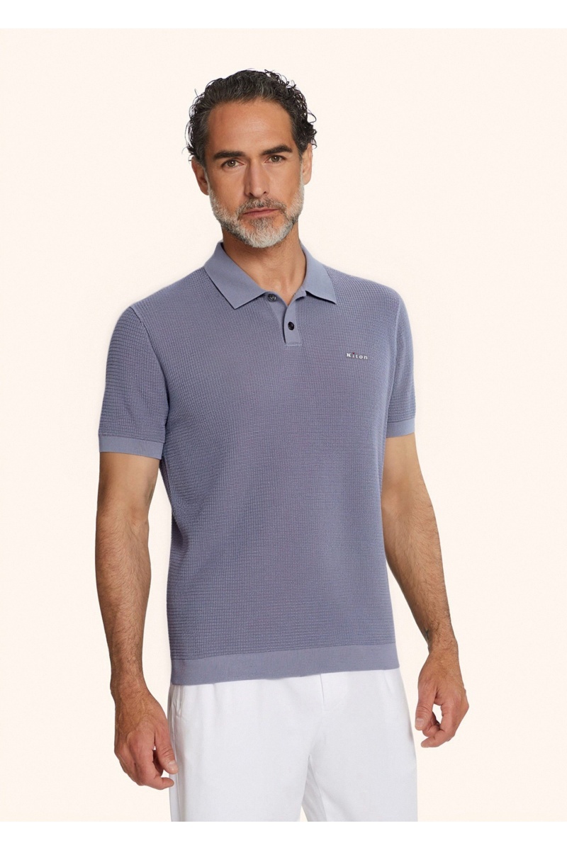 Kiton Мужское серое поло premium