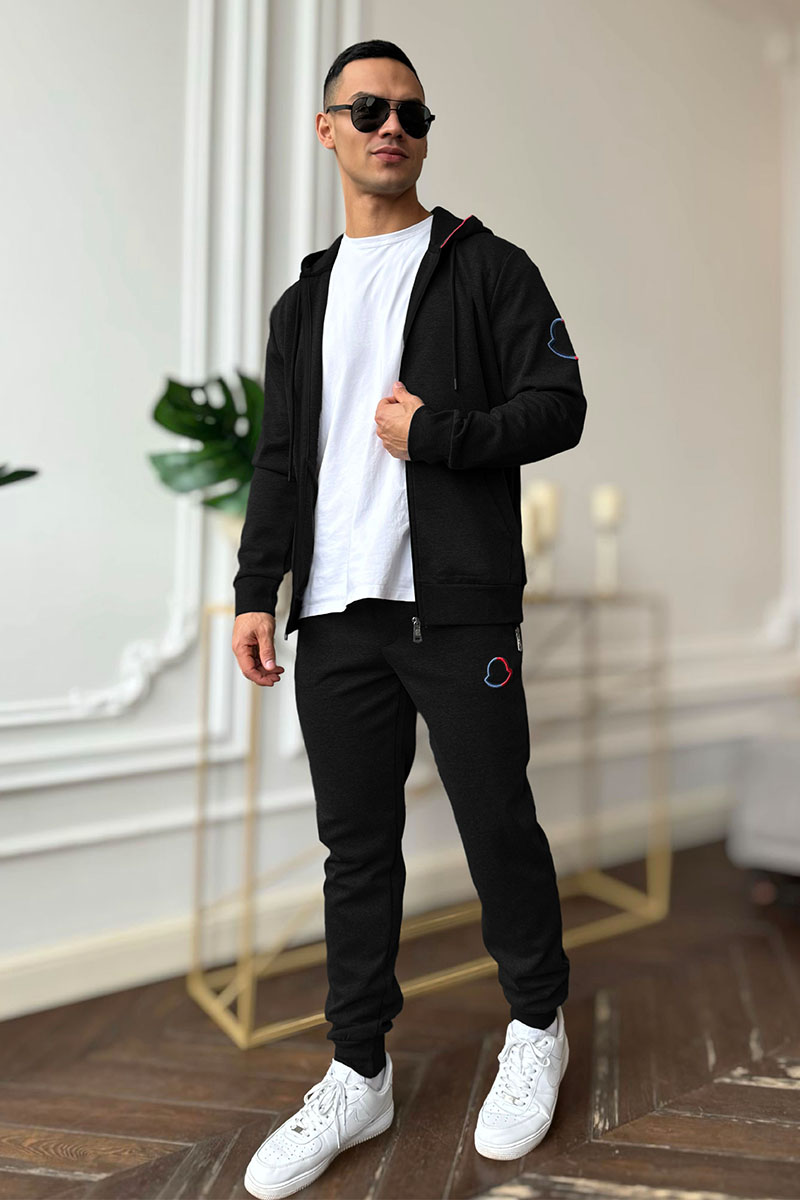 Moncler Чёрный спортивный костюм logo-embroidered 