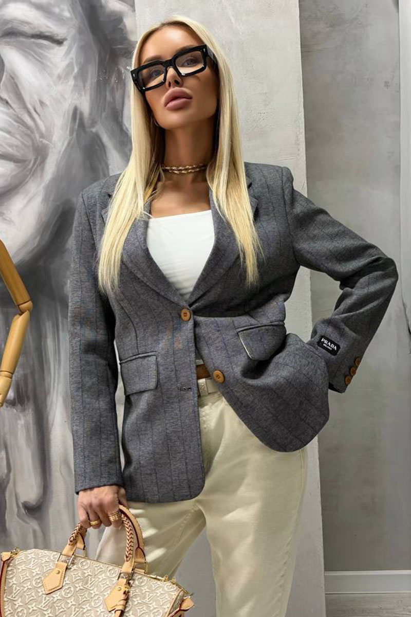 Prada Женский серый пиджак premium