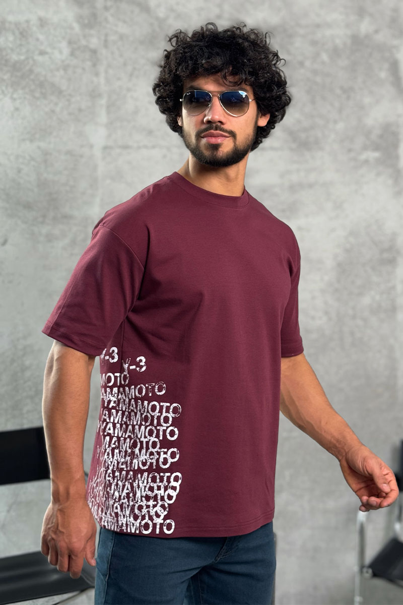 Y-3 Yohji Yamamoto Мужская бордовая футболка 