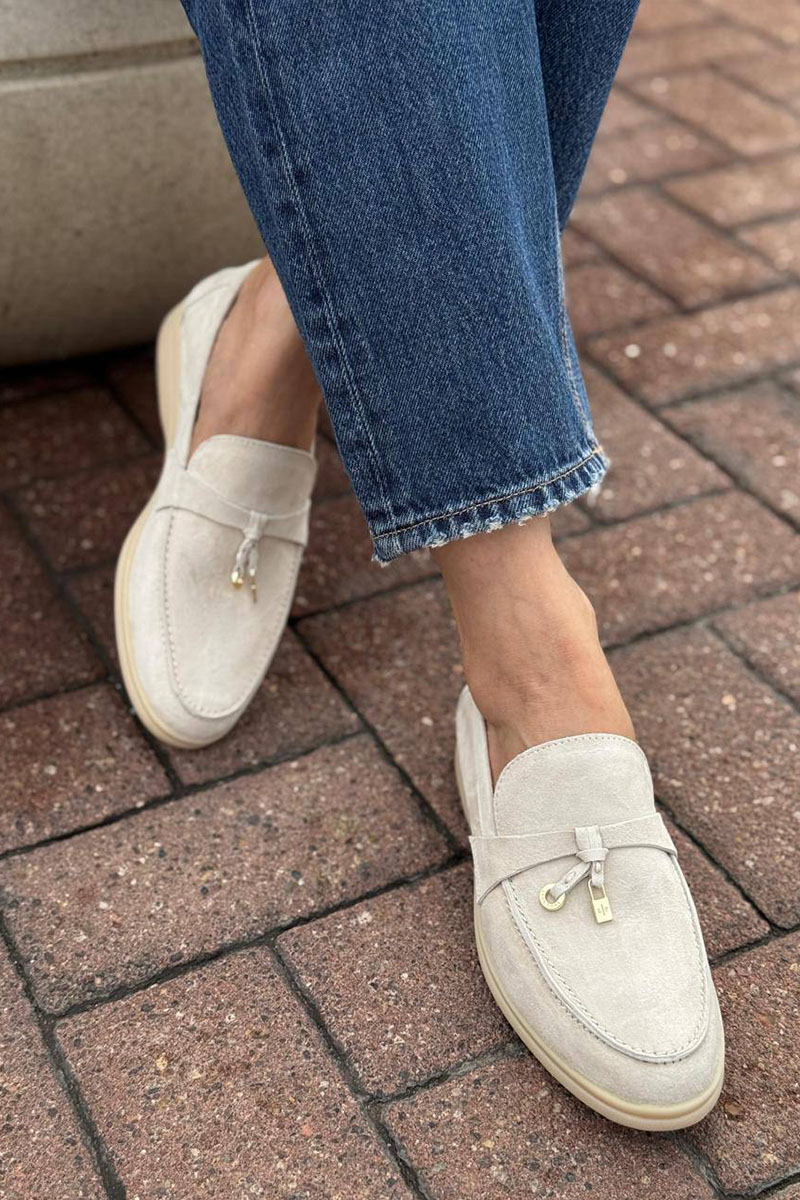 Loro Piana Женские замшевые лоферы Open Walk - Beige