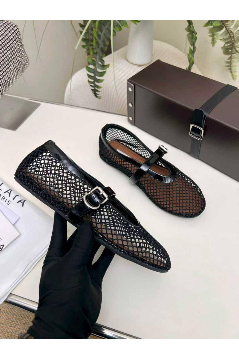 Designer Clothing Женские плетёные балетки Alaia Fishnet Ballet premium