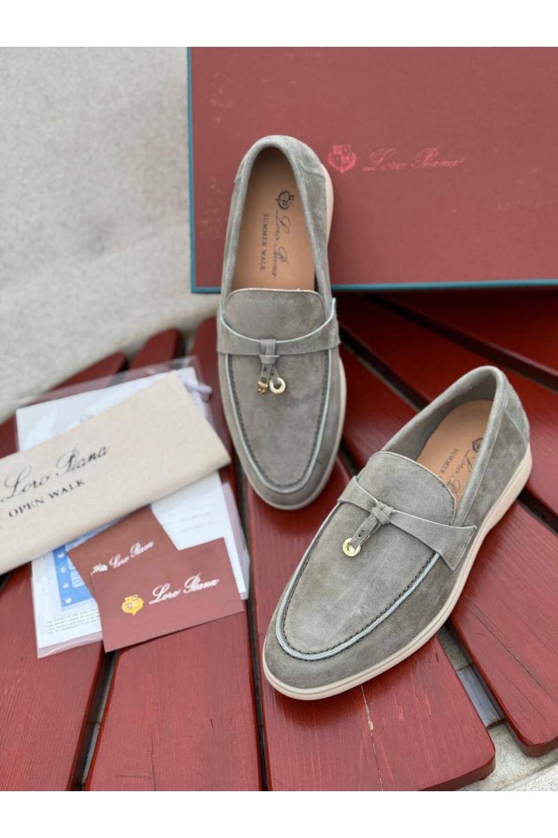 Loro Piana Женские замшевые лоферы Open Walk - Grey