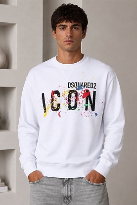 Мужской белый свитшот "ICON" logo-print