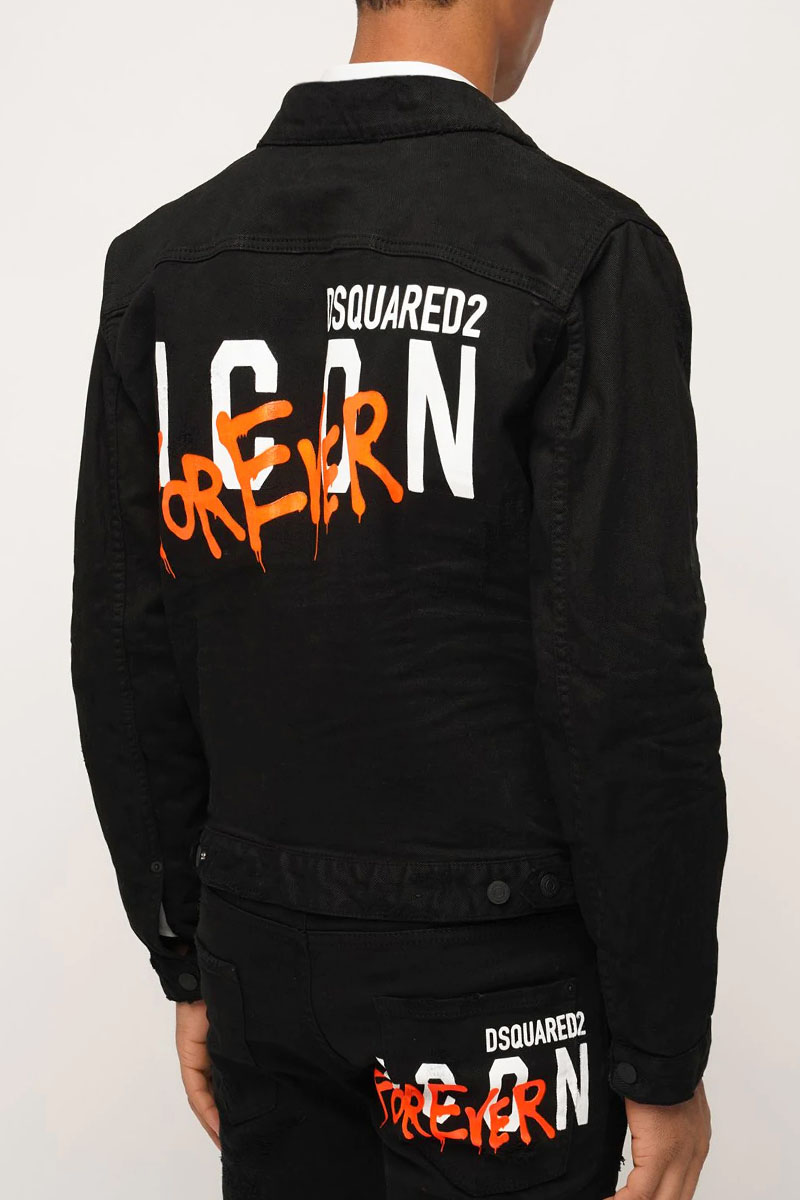 Dsquared2 Чёрная джинсовая куртка Icon Forever logo-print