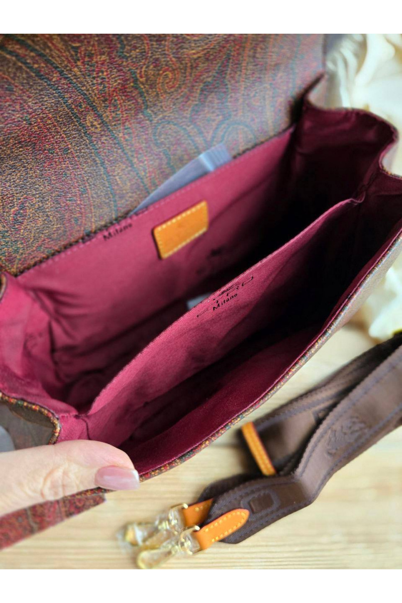 Etro Кожаная сумка с узором пейсли 24x17 см