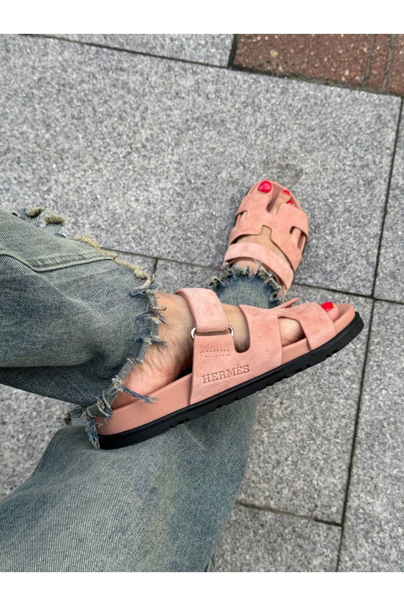 Hermes Женские замшевые сандалии Chypre - Pink