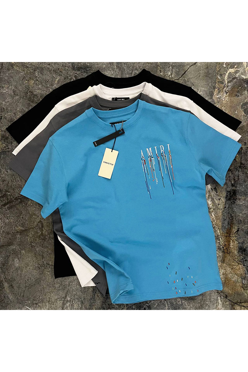 Amiri Синяя оверсайз футболка paint drip core 
