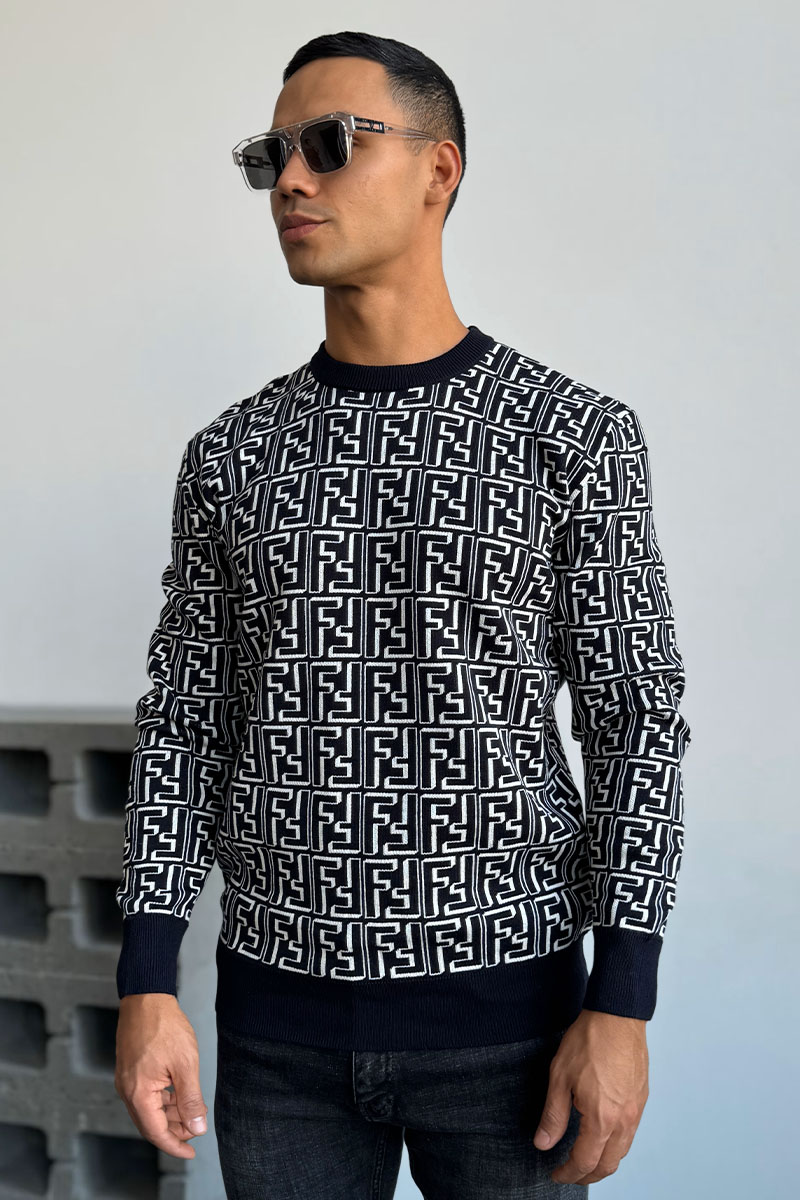 Fendi Тёмно-синий джемпер FF Monogram 