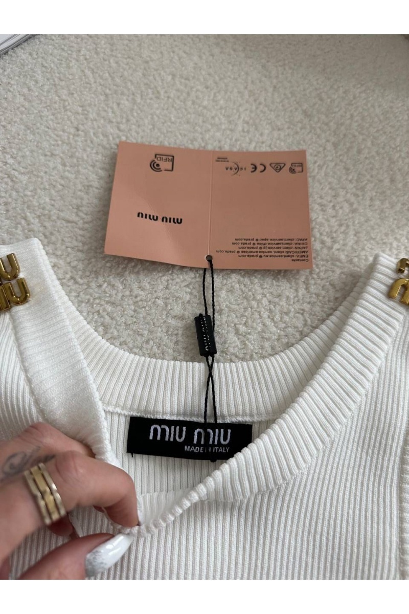 MIU MIU Женская майка белого цвета