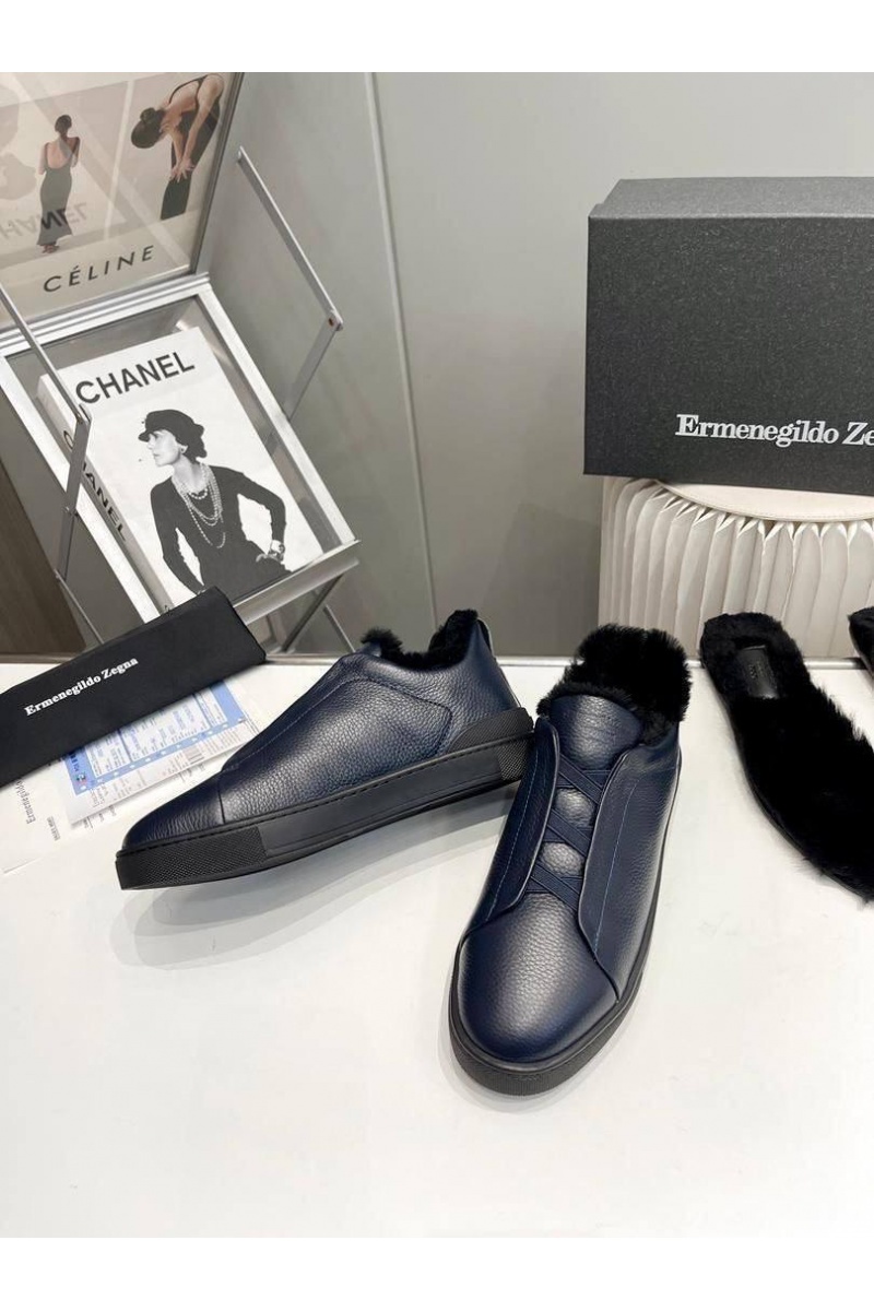 Zegna Кроссовки с мехом Triple Stitch