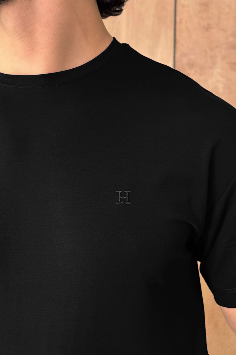 Hermes Футболка чёрного цвета H embroidered