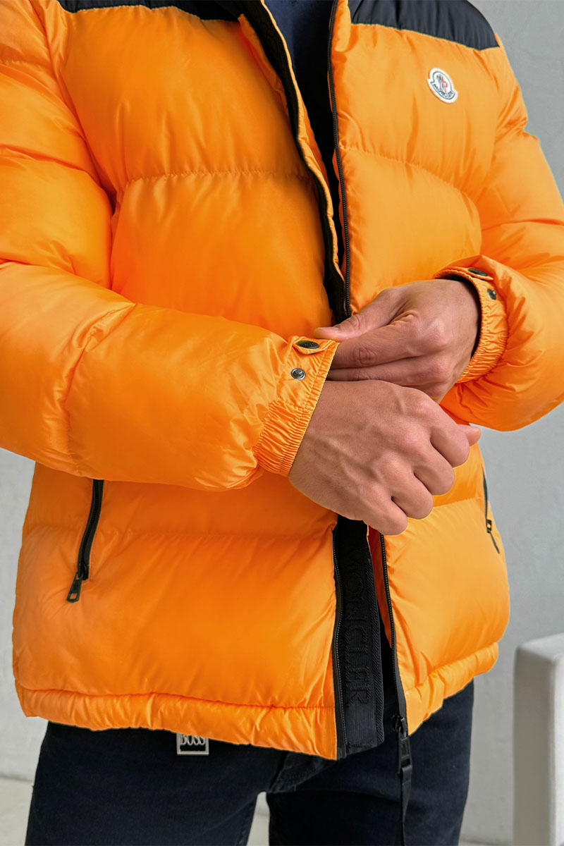 Moncler Утеплённая куртка Peuplier logo-patch - Orange / Black 