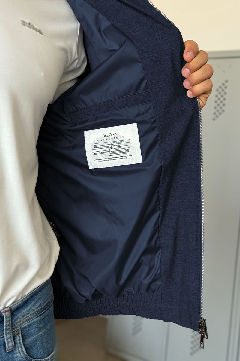 Zegna Мужской бомбер синего цвета